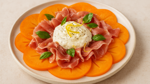 Карпаччо из хурмы, хамона и крем-сыра: простая закуска, которая удивит ресторанным вкусом (видео)