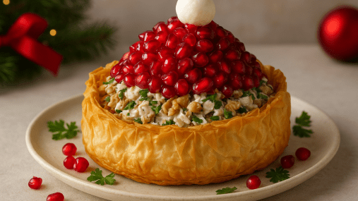 Шикарная подача – незабываемый вкус: салат "Шапка Санты" станет хитом новогоднего стола (видео)