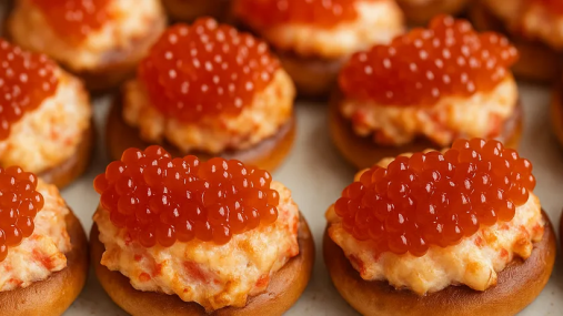 Классика с необычной начинкой: рецепт запечённых бубликов с крабом и икрой (видео)