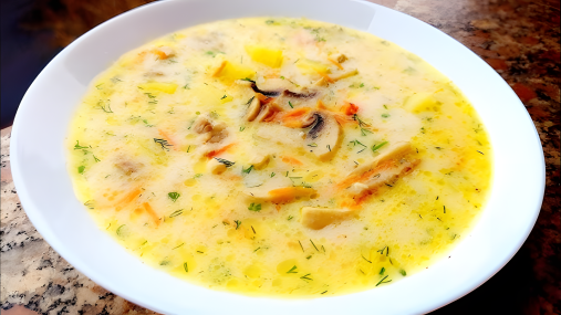 Нежный, как бархат: как приготовить сырный суп с грибами без лишнего жира