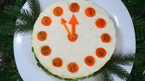 Готовится легко, выглядит роскошно: салат "Часы" для тех, кто хочет поразить гостей