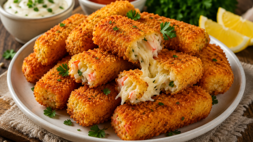 Нежные крабовые нагетсы с тягучей серединкой: закуска, которая покоряет с первого кусочка (видео)