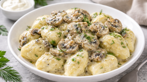 Готовятся просто — вкус как в ресторане: рецепт ленивых вареников с грибным соусом (видео)