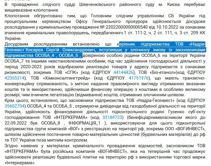 Надра-Геоинвест, Интеркерама, дело