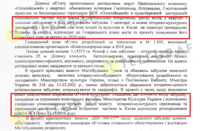 В экспертном отчете от 2017 года на проект строительства жилого дома указаны особенности участка Печерсск, Киев, Госпитальная 4