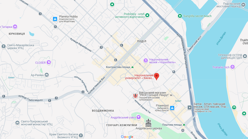 Національний університет "Києво-Могилянська академія" де знаходиться, мапа